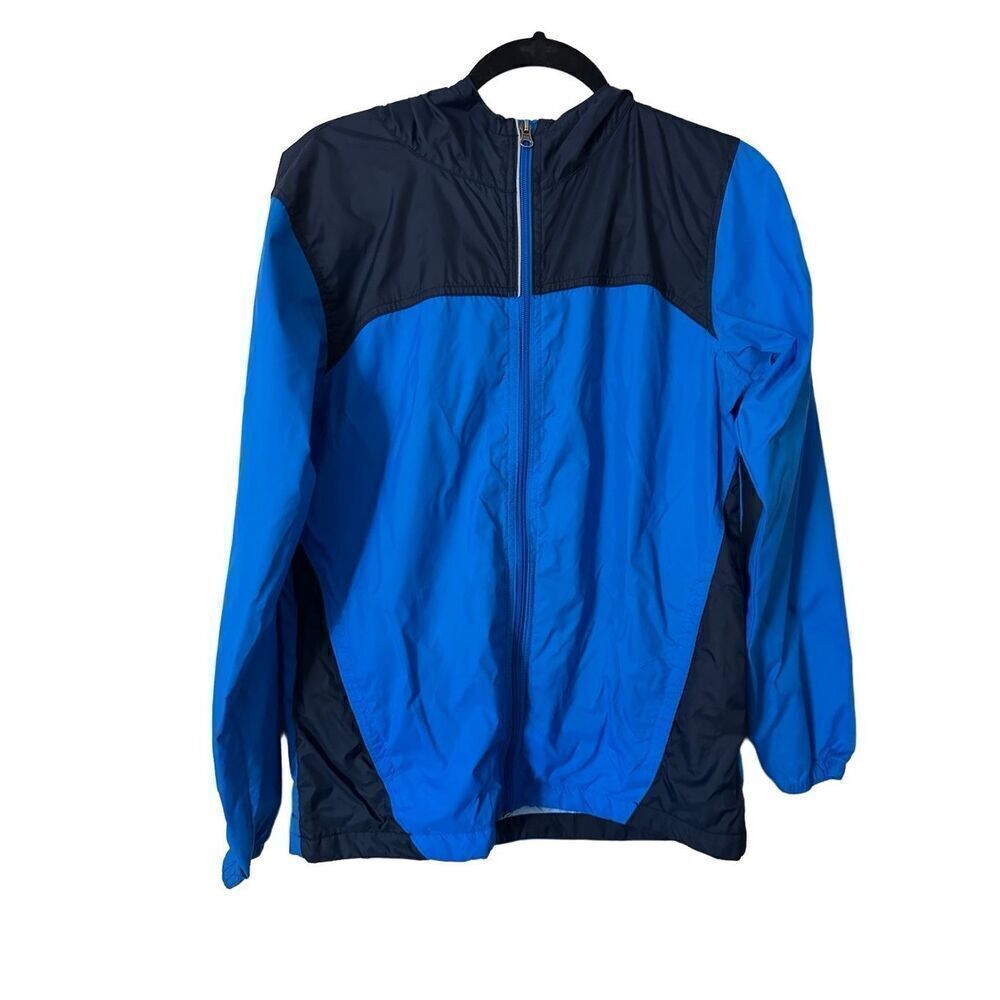 Columbia Sportswear Company Two-Tone Blue Hooded Windbreaker Rain Jacket Childre